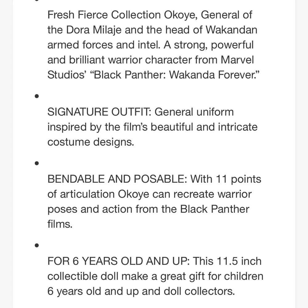 Marvel Wakanda Forever General Okoye Fresh Fierce Collection 11.5”